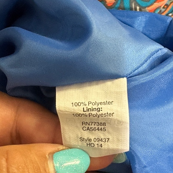 J. Crew Blue and Green, orange geometric, print mini Dress, size 10 - Picture 3 of 9